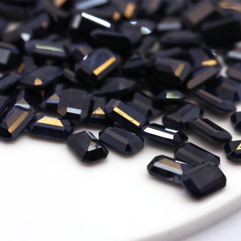 Losse edelstenen natuurlijke zwarte saffier edelsteen Octagon Cut 5x7mm Ring gezicht sieraden met steen om aangepaste maten te accepteren