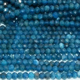 Pierres précieuses en vrac, perles rondelles à facettes en apatite bleue naturelle, épaisseur de 4,8 mm, environ 3 mm