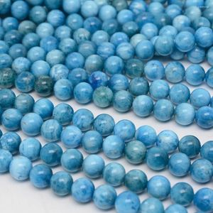 Pierres précieuses en vrac, perles rondes en apatite bleue naturelle, 8.6mm