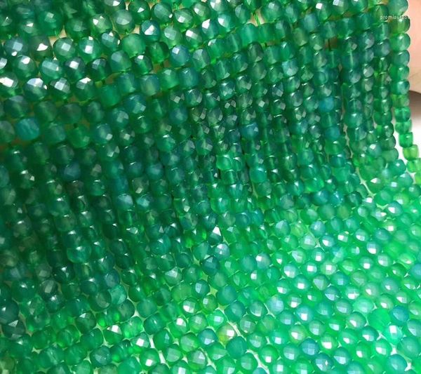 Pierres précieuses en vrac naturelles du brésil, Agate verte, perles cubiques à facettes pour la fabrication de bijoux, perles carrées, couture, Bracelet à bricoler soi-même