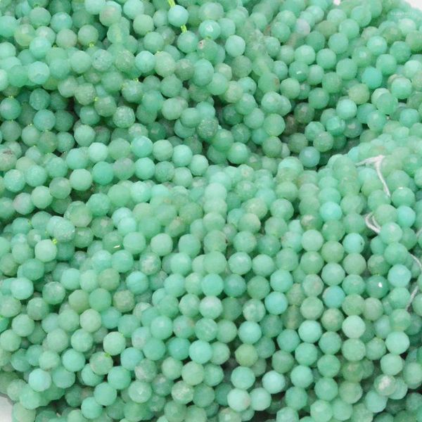 Pierres précieuses en vrac chrysoprase naturelle perles rondes à facettes 3.2mm