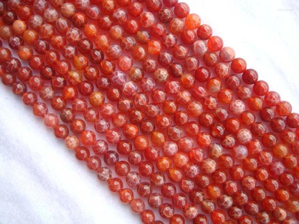 Gemystones en vrac Natural Crab Fire Agate Forme Round Perles de 8 mm pour les bijoux Boucles d'oreilles de collier de bracelet de fabrication de bricolage
