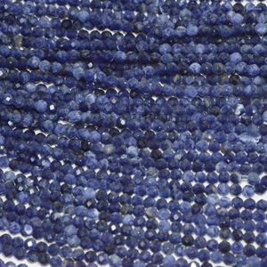Gemystones en vrac Natural Blue Sodalite à facette Perles rondes 3 mm