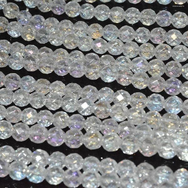 Pierres précieuses en vrac, galvanoplastie naturelle, ange Aura, Quartz, perles rondes à facettes, 8mm