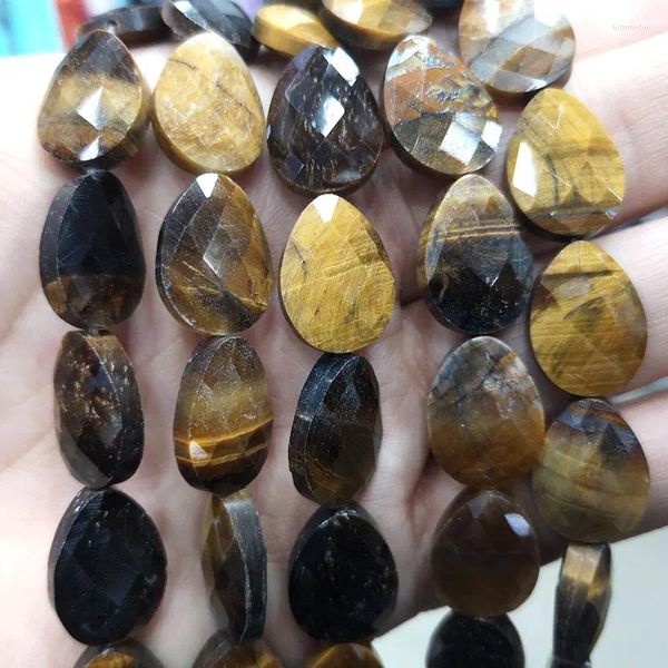 Gemystones en vrac à facettes naturelles Drop Tiger Eye Stone Perles de pierre de pierre de pierre précieuse pour bijoux MAISONS BOUCES D'OREUX BRACELET 13