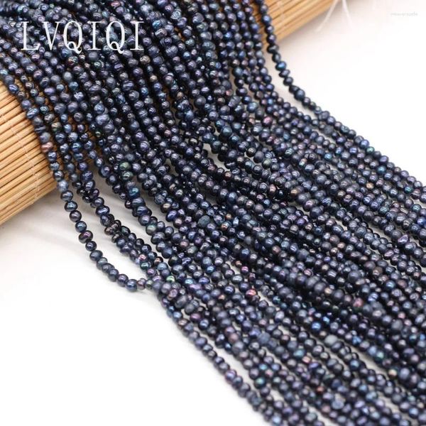 Piedras preciosas sueltas Perlas naturales de agua dulce Perlas espaciadoras con forma de cuentas de arroz negro para hacer joyas Accesorios para pulseras y collares DIY