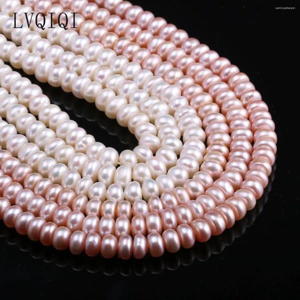 Gemystones en vrac Perles d'eau douce naturelles Perles Abacus de haute qualité 36 cm Punch pour les bijoux faisant du bricolage Bracelet pour femmes 7-8 mm