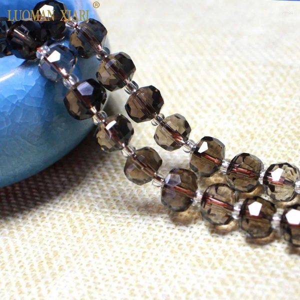 Piedras preciosas sueltas Piedras preciosas naturales Rondelle Cuarzo ahumado Cuentas espaciadoras de piedra redonda facetadas para hacer joyas Collar de pulsera de mujer DIY