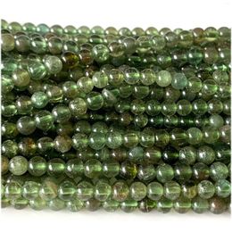 Pierres précieuses en vrac, petites perles rondes naturelles en apatite verte claire et fluorapatite, 15 pouces, 07922