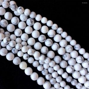 Pierres précieuses en vrac, véritable Howlite naturelle, perles rondes en dentelle blanche, 4mm, 6mm, 8mm, 10mm, 12mm, 15 pouces, 05836
