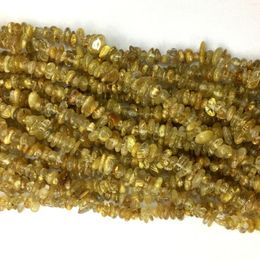 Pierres précieuses en vrac naturel véritable jaune titane or cheveux Rutile Quartz pépite puce perles Fit bijoux 3x8mm 15 "06128