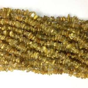 Losse Edelstenen Natuurlijke Echt Geel Titanium Goud Haar Rutielkwarts Nugget Chip Kralen Fit Sieraden 3x8mm 15 