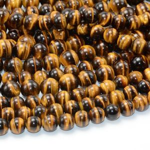 Pierres précieuses en vrac, perles rondes naturelles en œil de tigre jaune de bonne qualité, 8.5mm