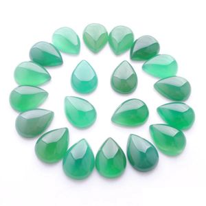 Pierres précieuses en vrac Agate verte naturelle Teardrop 13X18Mm Cabochon Pas de perles de trou pour la fabrication de bijoux à bricoler soi-même Boucles d'oreilles Bracelets Collier Anneaux Dhw1P