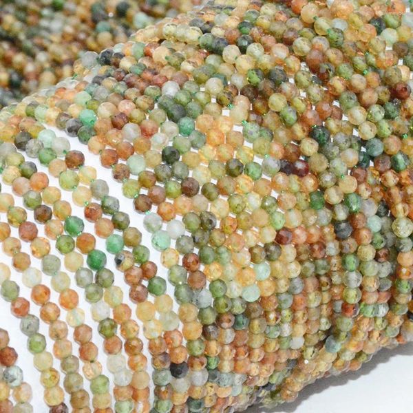 Pierres précieuses en vrac Tourmaline verte et jaune naturelle, perles rondes à facettes de 3mm