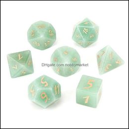 Losse edelstenen natuurlijke groene aventurine losse edelstenen grave kerkers en draken game-nummer-dobbelsteen aangepast stenen rollenspel game otao4