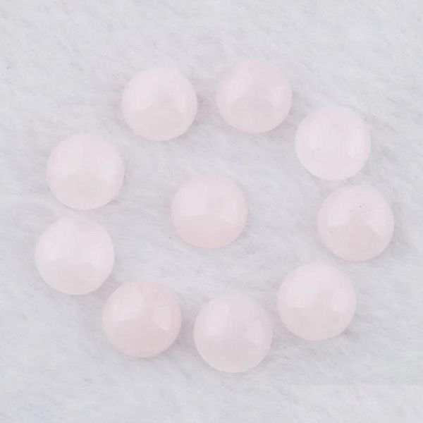 Piedras preciosas sueltas Joyería natural Cuarzo rosa Cabujones redondos con parte posterior plana Ajuste 12Mm Camafeo Base Botón Cuentas U3262 Entrega directa Dhgal