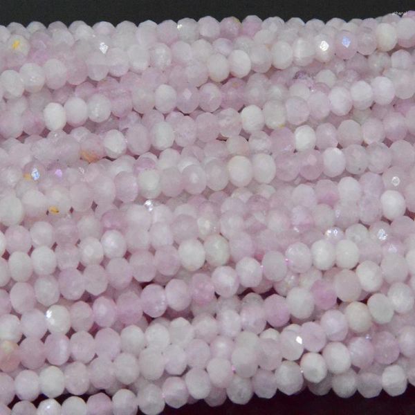 Pierres précieuses en vrac, perles rondelles à facettes Kunzite naturelles, épaisseur 4.2mm, environ 3.3mm