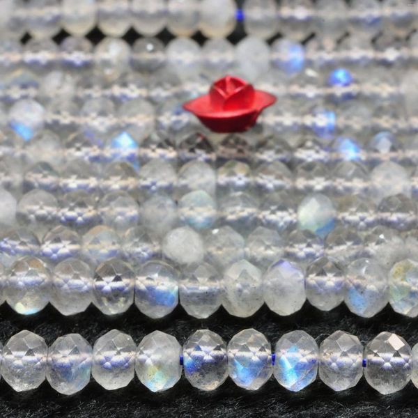 Pierres précieuses en vrac pierre de Labradorite naturelle perles rondelles à facettes gris pierres précieuses en gros pour la fabrication de bijoux Bracelet collier bricolage