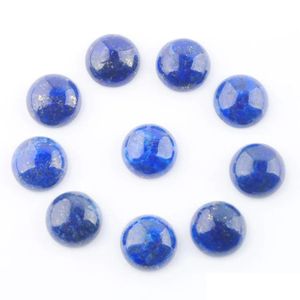 Losse Edelstenen Natuurlijke Lapis Laz Cabochon 12Mm Voor Sieraden Maken Flat Back Fit Ronde Cameo Stud Earring Accessoires Craft U3254 Dr Dh9Ly