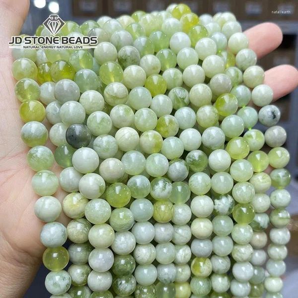 Pierres précieuses en vrac naturel vert clair blanc mélangé Jade rond entretoise 10mm perle pour la fabrication de bijoux bricolage bracelet collier accessoires résultats