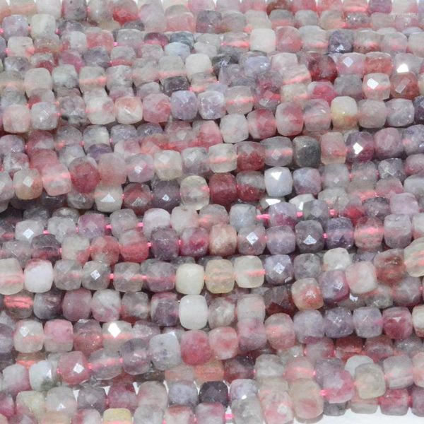 Pierres précieuses en vrac, rubellite naturelle, tourmaline, perles cubiques à facettes irrégulières, 4.8mm