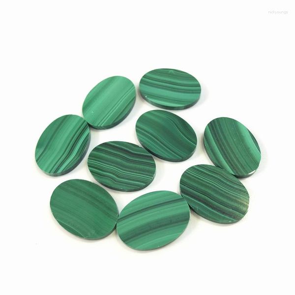 Piedras preciosas sueltas malaquita Natural cabujón de forma ovalada plana 13x18mm cuentas de piedras preciosas venta al por mayor cabina semipreciosa 5 unids/lote cara de anillo