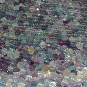 Pierres précieuses en vrac, perles rondes à facettes en fluorite naturelle de plusieurs couleurs, 5.5mm