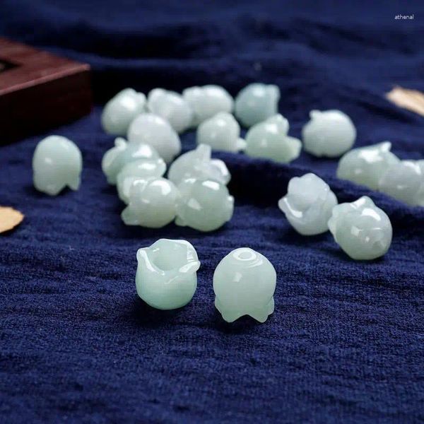 Piedras preciosas sueltas, cuentas de Jade de flor de orquídea de jadeíta Natural de Myanmar para fabricación de joyería, dijes de pulsera Diy, collar, pendientes colgantes