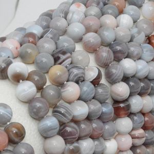 Pierres précieuses en vrac, belles veines naturelles, agate du Botswana, perles rondes 8mm