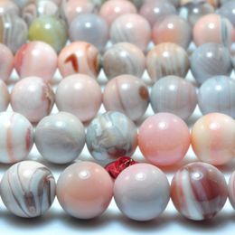 Piedras preciosas sueltas Rosa natural Ágata de Botswana Cuentas redondas lisas Piedras preciosas al por mayor Piedra semipreciosa Pulsera Collar Diy Fabricación de joyas