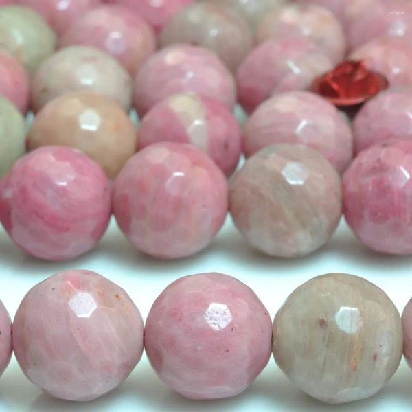 Pierres précieuses en vrac Rhodonite rose naturelle Micro perles rondes à facettes en gros pierres précieuses semi-précieuses Bracelet collier fabrication de bijoux