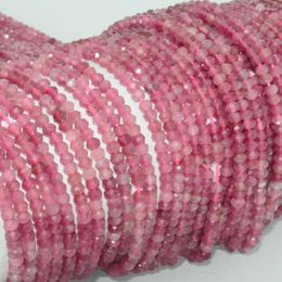 Losse edelstenen natuurlijke roze toermalijn gefacetteerde rondelle kralen 4 mm dikte ongeveer 2,8 mm