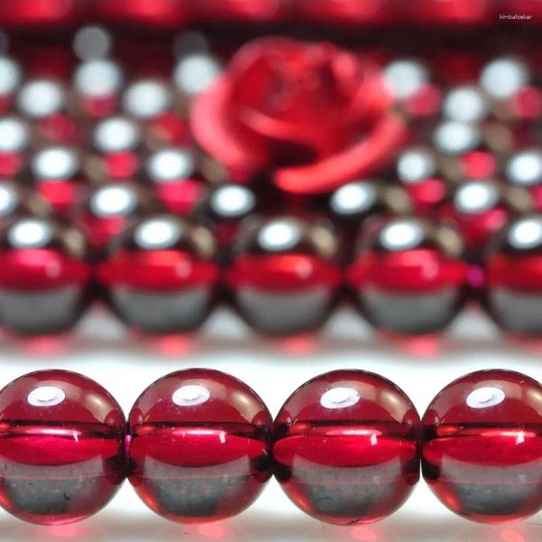 Piedras preciosas sueltas, granate rojo Natural, cuentas redondas lisas de grado 6A, venta al por mayor, pulsera de piedras semipreciosas para fabricación de joyería Diy