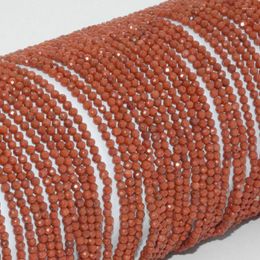 Pierres précieuses en vrac Jaspe rouge naturel, perles rondes à facettes de 2.2mm