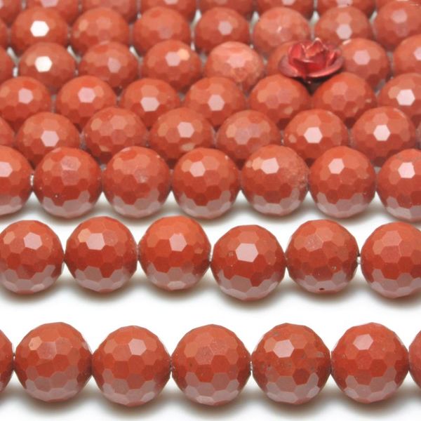 Piedras preciosas sueltas Jaspe rojo natural Mini cuentas redondas facetadas Joyería al por mayor Cosas Piedra semipreciosa