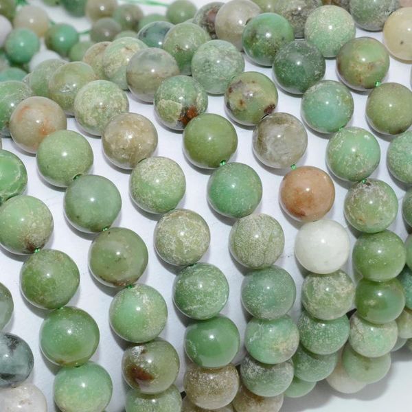 Pierres précieuses en vrac, perles rondes en chrysoprase naturelles simples de 9 à 9.5mm