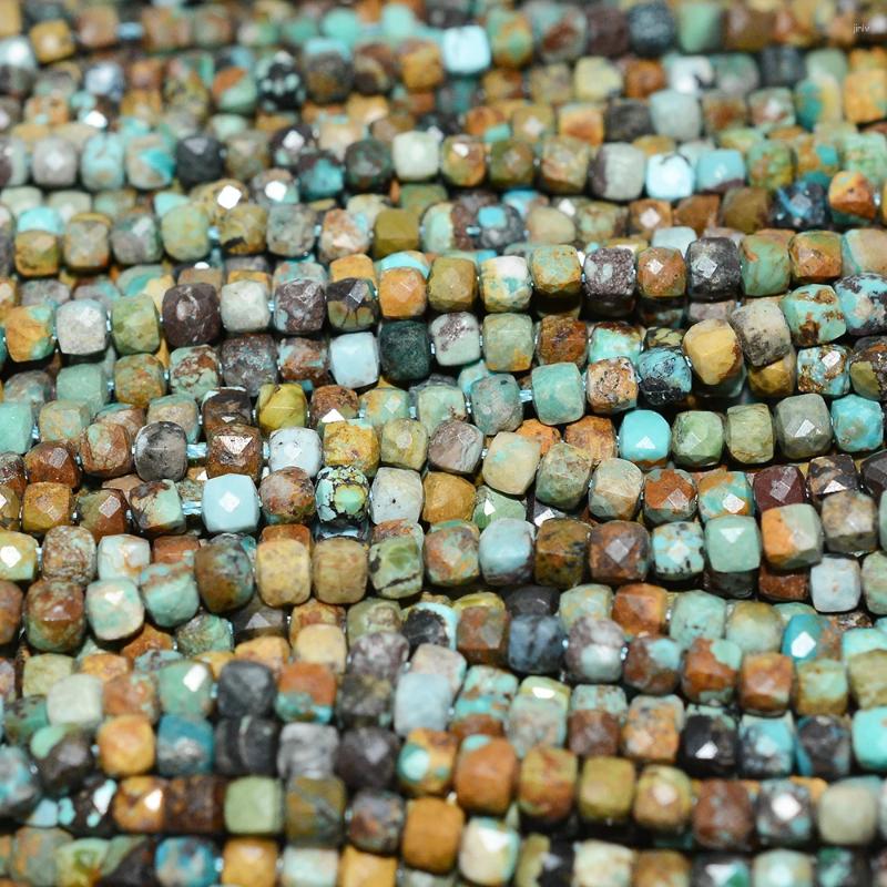 Loose Gemstones Natural Simple Quality Hubei Turquoise Irregular Cube Beads 4.2mm-4.5mm