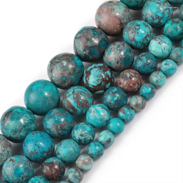 Pierres précieuses en vrac pierre naturelle aigue-marine perles rondes turquoise américaines pour la fabrication de bijoux collier à faire soi-même fait à la main 4 6 8 Mm 15'' en gros