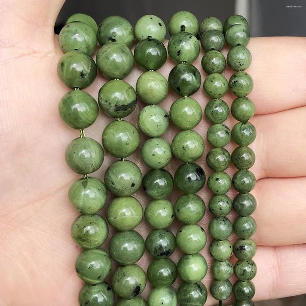 Perles de pierre naturelles en vrac Nade Jade pour les bijoux Collier de bracelet 15 pouces 6/8/10 / 12 mm Spaceur DIY