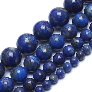 Losse Edelstenen Natuursteen Kralen Echte Blauwe Lapis Lazuli Voor Sieraden Maken DIY Vrouwen Mannen Armband Ketting 15 Inch 4/6/8/10mm