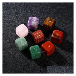 Piedras preciosas sueltas Dados de piedra natural Mahjong 13 Semi gema tallada Juegos de jade Artesanía 15Mm Entrega de gota 202 Dhgz0