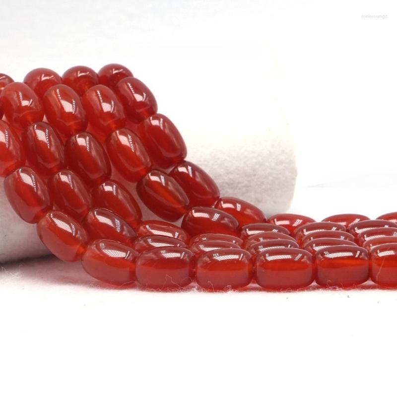 Loose Gemstones Natural Stone Red Agates Drum Barrel Bead For DIY Bracelet Necklace Unique Design GEM Jewelry Accessory Rice Shape Agate