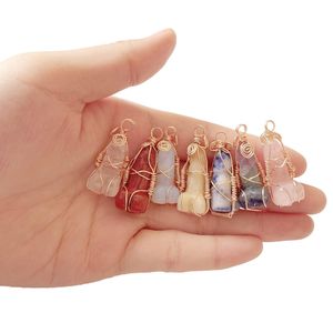 Pierres précieuses en vrac Pierre naturelle Fil enveloppé Pendentif en cristal 2022 Fabrication de bijoux Charme Collier DIY Drop Livraison 2021 Lulubaby Dhyjc