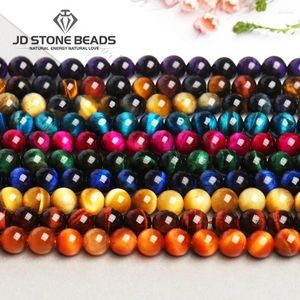 Losse Edelstenen Natuursteen Geel Rood Blauw Tijgeroog Kraal Ronde Spacer Kralen Voor Sieraden Maken Diy Armband Ketting Oorbel Accessoire