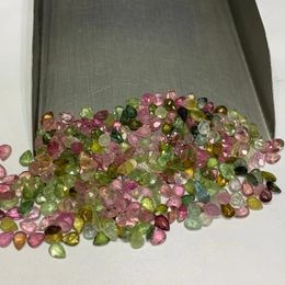 Pierres précieuses en vrac, Tourmaline naturelle, coupe poire, anneau, boucles d'oreilles, pendentif, bijoux avec pierre pour accepter la personnalisation de la taille, 3 à 5mm