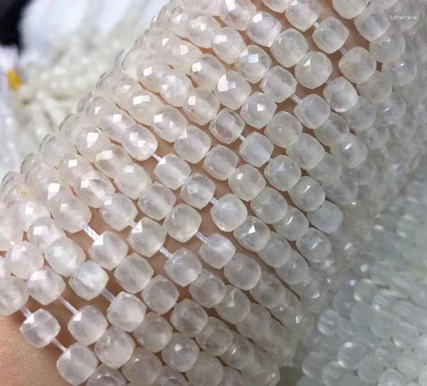 Pierres précieuses en vrac, calcite blanche naturelle, sélénite, perles cubiques à facettes pour la fabrication de bracelets, forme carrée, pierre de Quartz, perles de couture, bijoux DIY