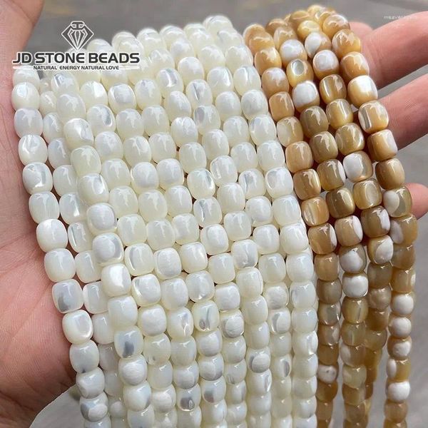 Pierres précieuses en vrac couleur café blanc naturel perle de coquille de Trochu forme de baril perles d'espacement polies pour la fabrication de bijoux collier de bracelet à bricoler soi-même