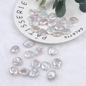 Pierres précieuses en vrac, perle de culture blanche naturelle en forme de pièce de monnaie, perle Keshi pour bijoux faits à la main, paire de boucles d'oreilles