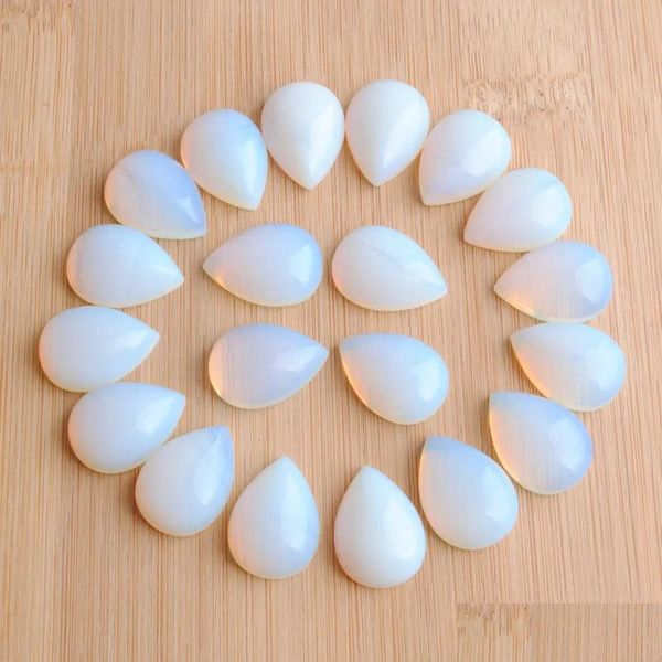 Piedras preciosas sueltas Natural White Opal Teardrop 13X18Mm Cabochon No Hole Beads Para Diy Fabricación de joyas Pendientes Pulseras Collar Anillos Dhqwc